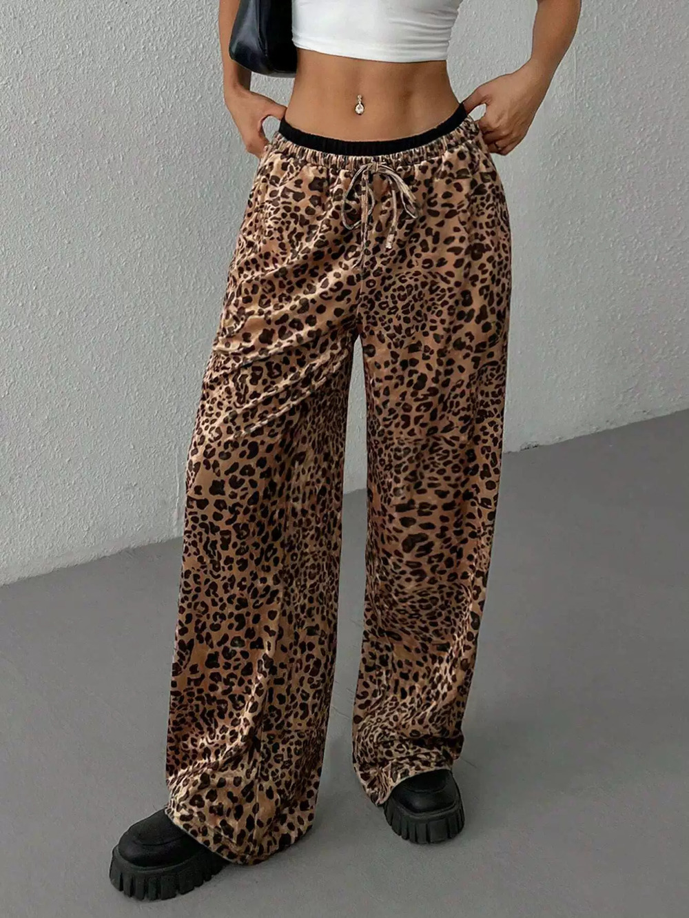 ZARA Bestselling Unique Leopard Print Casual Pants Loose Fit Draping Fall Winter